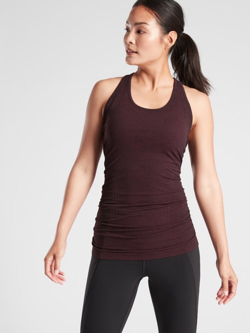 Athleta Speedlight Ruched Tank Top Burgundy Medium